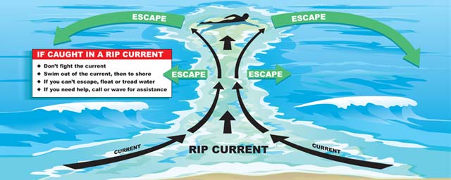 If caught in a rip current illustration