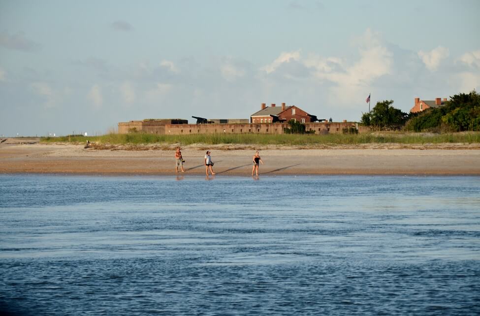 Beach of Fort Clinch from the water