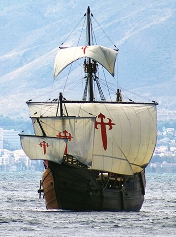 Magellan's ship, Trinidad, sails into Fernandina