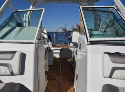 windshield of a boat